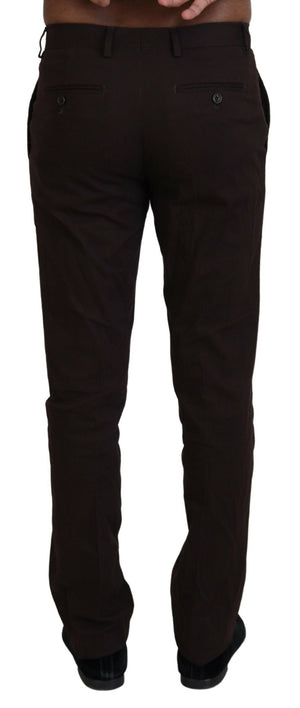 Brown Cotton Tapered Formal Men Pants