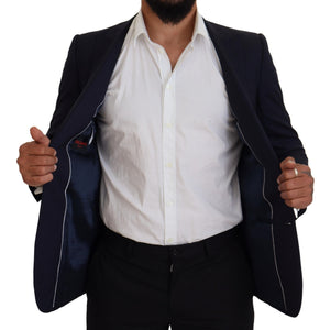 Dolce & Gabbana Blauer Wollmantel Slim Fit Formaler Blazer