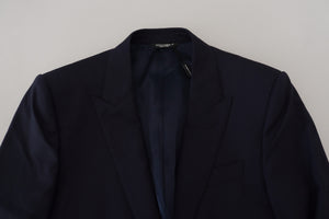 Dolce & Gabbana Blauer Wollmantel Slim Fit Formaler Blazer