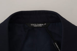 Dolce & Gabbana Blauer Wollmantel Slim Fit Formaler Blazer