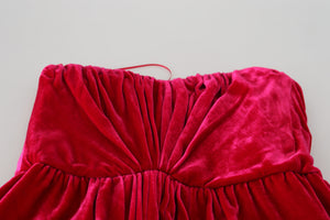 Dolce & Gabbana Rosa Viskose Stretch Trägerloses Kleid in A-Linie