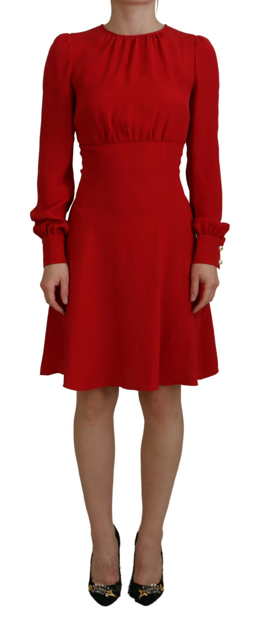 Dolce & Gabbana Rotes Seidenmantelkleid in A-Linie, knielang