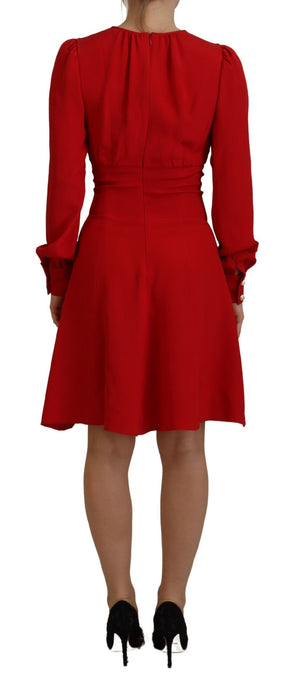 Dolce & Gabbana Rotes Seidenmantelkleid in A-Linie, knielang