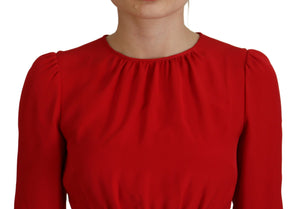 Dolce & Gabbana Rotes Seidenmantelkleid in A-Linie, knielang