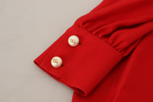Dolce & Gabbana Rotes Seidenmantelkleid in A-Linie, knielang