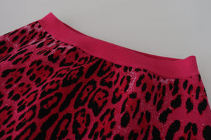 Dolce & Gabbana Rosa Leopard A-Linien-Minirock mit hoher Taille