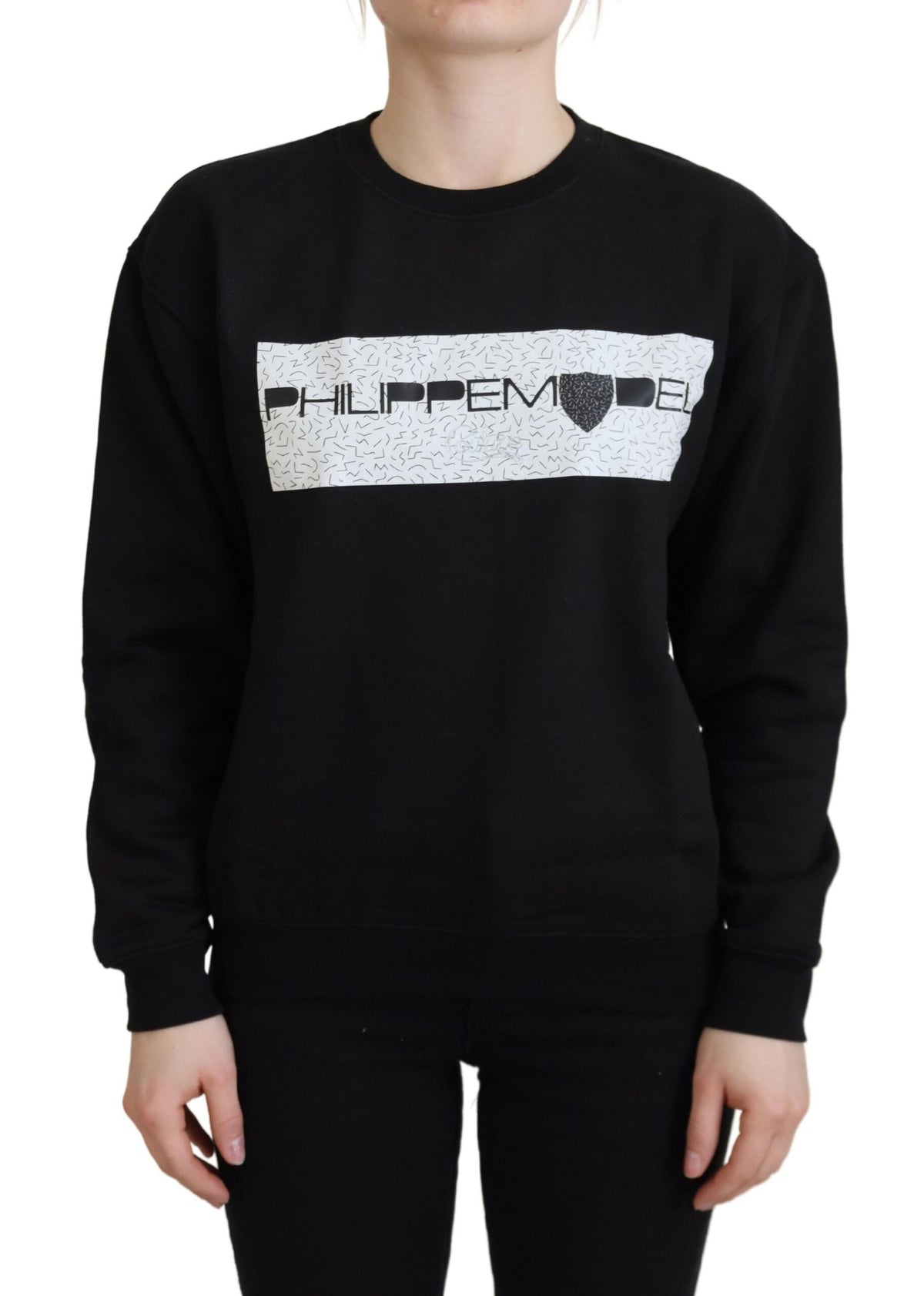 Philippe Model Schwarzer bedruckter Pullover mit langen Ärmeln