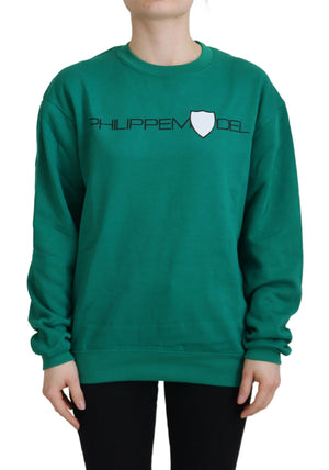 Philippe Model Grün bedruckter Langarmpullover Pullover
