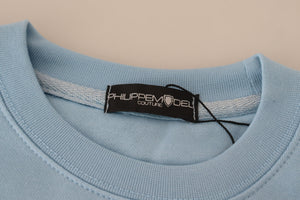 Philippe Model Hellblauer Pullover mit Logodruck und langen Ärmeln