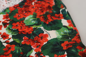 Dolce & Gabbana Weißes, geblümtes Wollwesten-Top mit Spitze