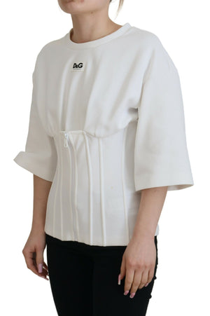 Dolce & Gabbana Weißes Korsett Stretch-Baumwoll-T-Shirt