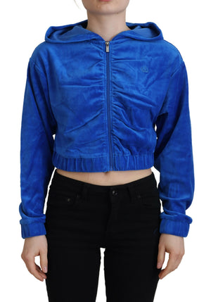 Juicy Couture Blaues Sweatshirt mit Kapuze und Reißverschluss aus Baumwolle