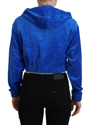 Juicy Couture Blaues Sweatshirt mit Kapuze und Reißverschluss aus Baumwolle