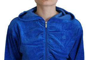 Juicy Couture Blaues Sweatshirt mit Kapuze und Reißverschluss aus Baumwolle