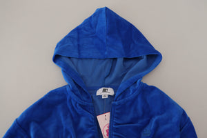 Juicy Couture Blaues Sweatshirt mit Kapuze und Reißverschluss aus Baumwolle