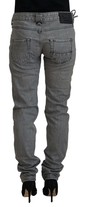 Care Label Graue gewaschene Baumwolle Skinny Frauen Casual Denim Jeans