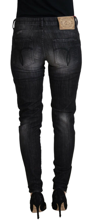 Fiorucci Schwarz Baumwolle Niedrige Taille Skinny Frauen Casual Jeans
