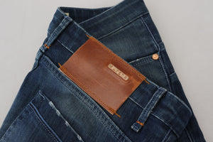 Acht Blaue Baumwolle Slim Fit Damen Casual Denim Jeans