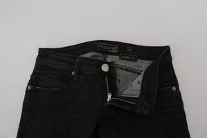 Acht Schwarze Baumwolle Slim Fit Damen Casual Denim Jeans
