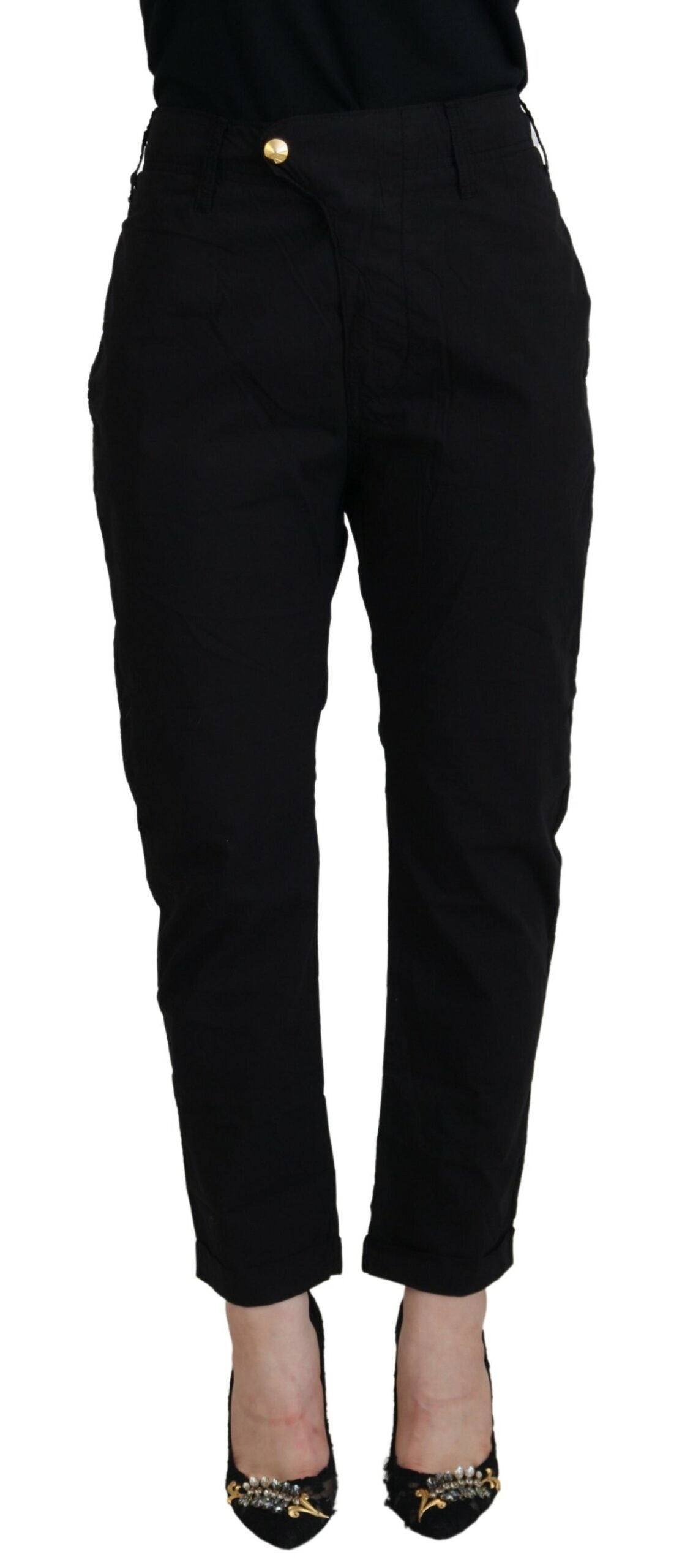 CYCLE Schwarze Baumwolle Baggy Hohe Taille Frauen Hosen