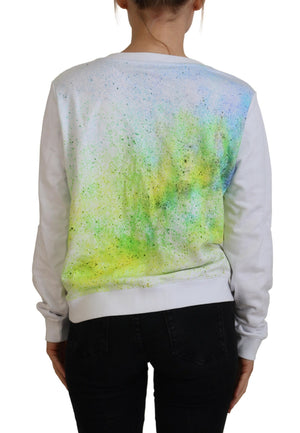 Versace Jeans Weißer Pullover mit Grafikdruck und langen Ärmeln