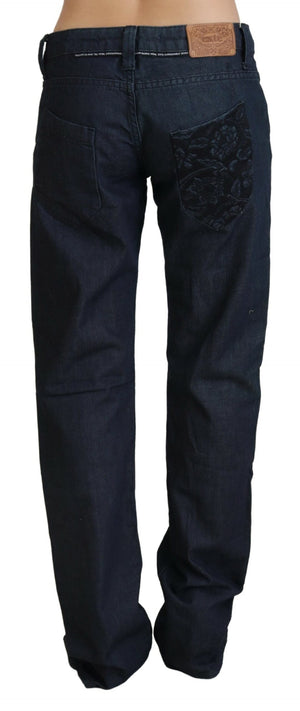 Exte Dunkelblaue Straight Fit Denim-Jeans mit niedriger Taille für Frauen