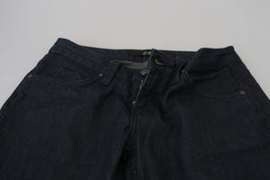 Exte Dunkelblaue Straight Fit Denim-Jeans mit niedriger Taille für Frauen