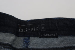 Acht Dunkelblaue Slim Fit Denim-Jeans mit niedriger Taille für Frauen