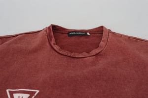 Dolce & Gabbana Maroon Print Rundhalsausschnitt Kurzarm-T-Shirt
