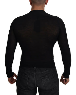 Dolce & Gabbana Schwarzer Kaschmir-Knopf-Pullover