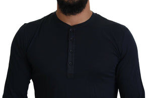 Dolce & Gabbana Blauer Baumwoll-Pullover mit Rundhalsausschnitt