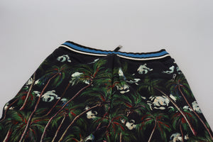 Dolce & Gabbana Schwarze Baumwoll-Shorts mit Vulkandruck
