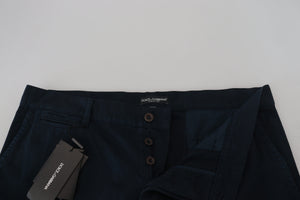 Dolce & Gabbana Blaues Baumwollkleid Formelle Herrenhosen