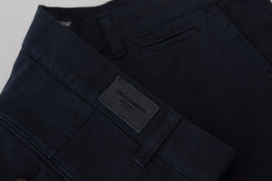 Dolce & Gabbana Blaues Baumwollkleid Formelle Herrenhosen