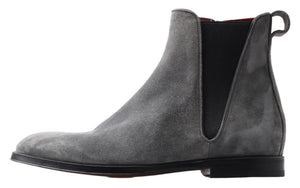 Dolce & Gabbana Graue Leder Herrenstiefel Schuhe