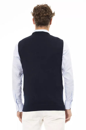 Alpha Studio Blauer Herren-Westen-Pullover aus Viskose mit V-Ausschnitt