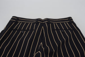 Dolce & Gabbana Schwarz-beige gestreifte Baumwoll-Stretch-Hose