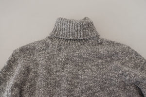 Dolce & Gabbana Grauer Wollstrick-Rollkragenpullover