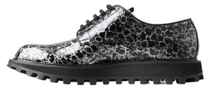 Dolce & Gabbana Schwarz Weiß Derby Lackleder Schuhe