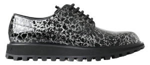Dolce & Gabbana Schwarz Weiß Derby Lackleder Schuhe