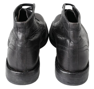 Dolce & Gabbana Schwarzes Pferd Leder Perugino Stiefel