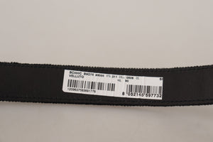 Dolce & Gabbana Schwarzer Samtgürtel mit Logo-Gravur aus Metall
