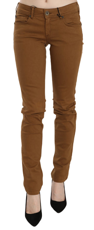 PLEIN SUD Braune Baumwolljeans mit mittlerer Taille und schmaler Passform aus Denim