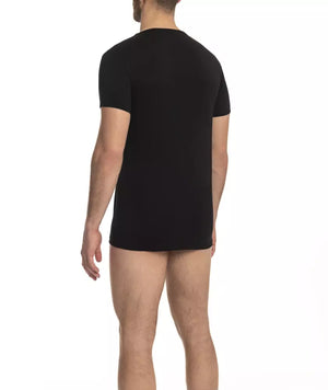 Cavalli Class Schwarzes Baumwoll-T-Shirt für Herren