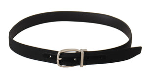 Dolce & Gabbana Gürtel Schwarzes Kalbsleder Silberfarbene Metallschnalle