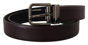 Dolce & Gabbana Dunkellila Leder Box Borchia Metallschnalle Gürtel