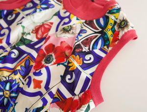 Dolce & Gabbana Multicolor Majolika Floral Rundhalsausschnitt Tank Top