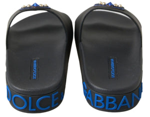 Dolce & Gabbana Schwarz Rutschen Sandalen Strand Saint Barth Schuhe