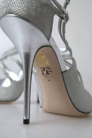 Dolce & Gabbana Silber schimmert Sandalen Absatz Pumps Schuhe