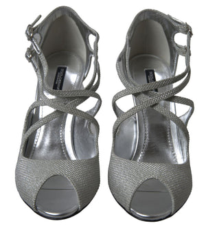 Dolce & Gabbana Silber schimmert Sandalen Absatz Pumps Schuhe